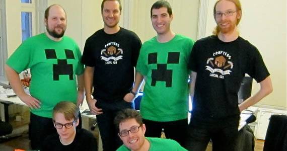 Notch and Jeb developing Minecraft for Mojang