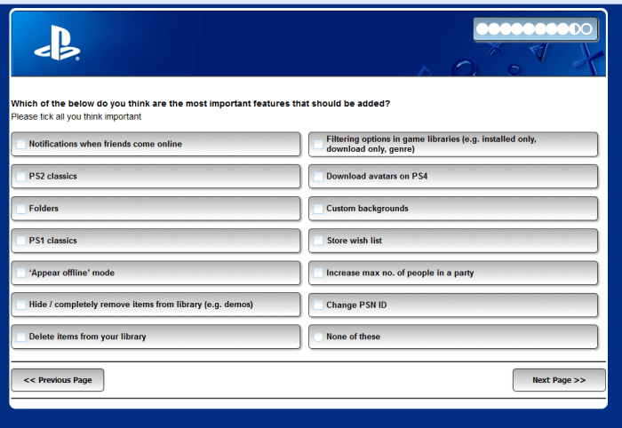 PS4 Firmware Update 4.0 Survey screenshot