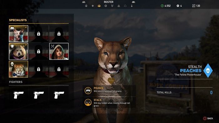 Peaches the Cat in Far Cry 5's Specialists Roster