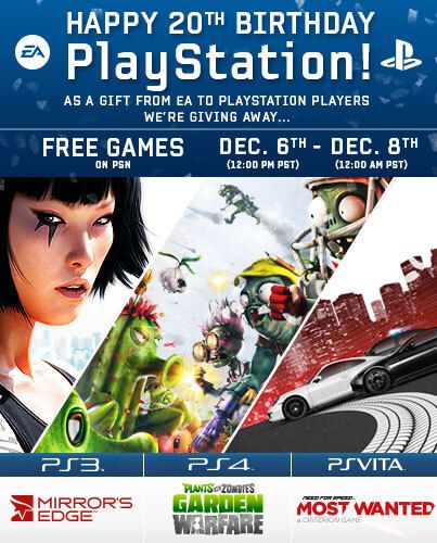 PlayStation Birthday Free EA Games