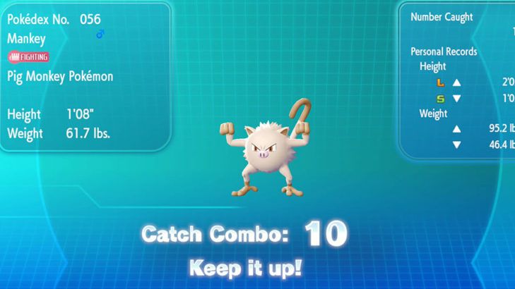 Pokemon Let's Go Mankey Catch Combo