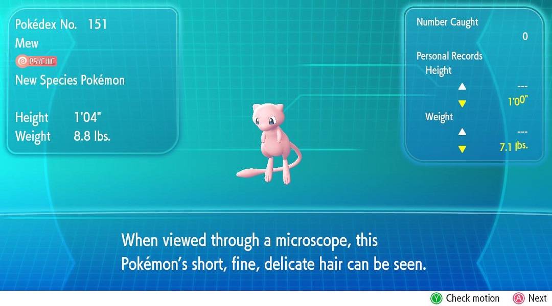 Pokemon Lets Go Mew Pokeball Plus Gift