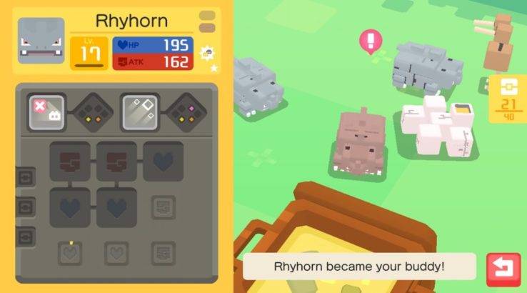 Pokemon Quest shiny Pokemon screenshot Rhyhorn