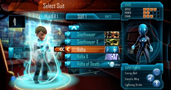 PowerUp Heroes Suit Selection Menu