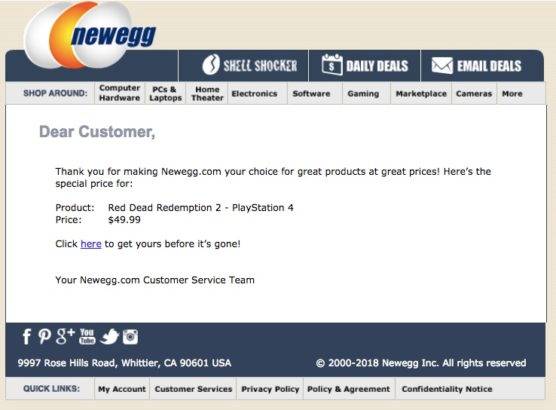 Red Dead Redemption 2 Newegg discount