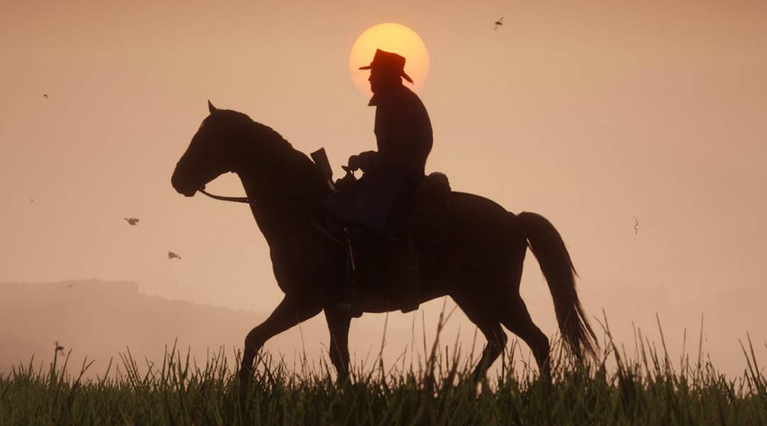 red dead redemption 2 horse sunset