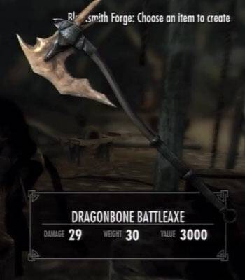 Skyrim Dawnguard Dragonbone Battleaxe