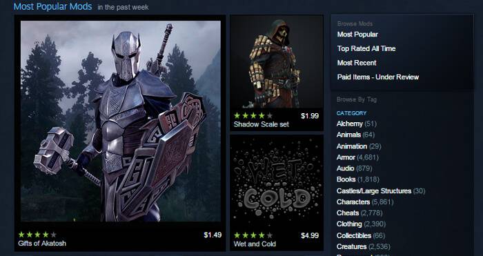 Skyrim Workshop Paid Mod Examples