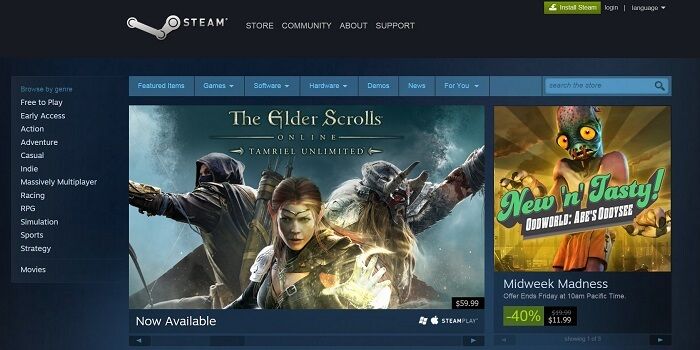 Steam Front Page