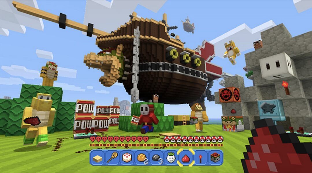 Super Mario Mash Up Airship Koopa MineCraft Wii U