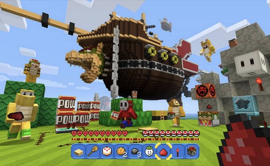 Super Mario Mash Up Airship Koopa MineCraft Wii U