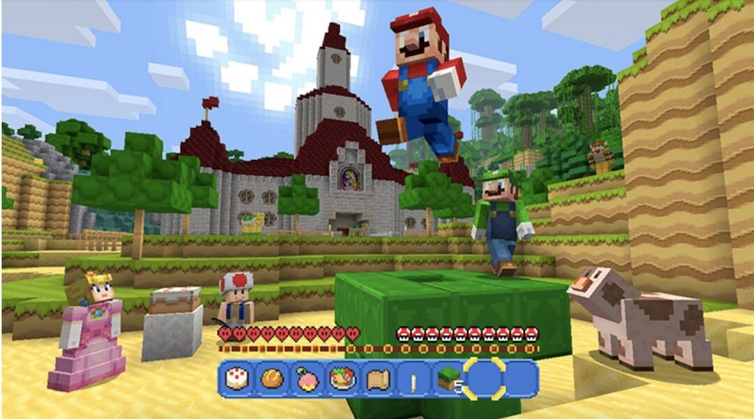Super Mario Mash Up Peach Castle MineCraft Wii U