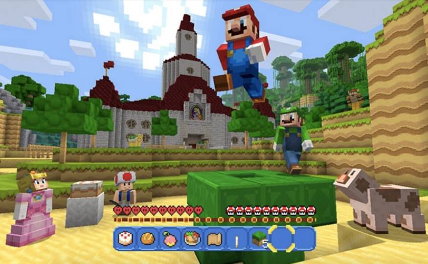 Super Mario Mash Up Peach Castle MineCraft Wii U