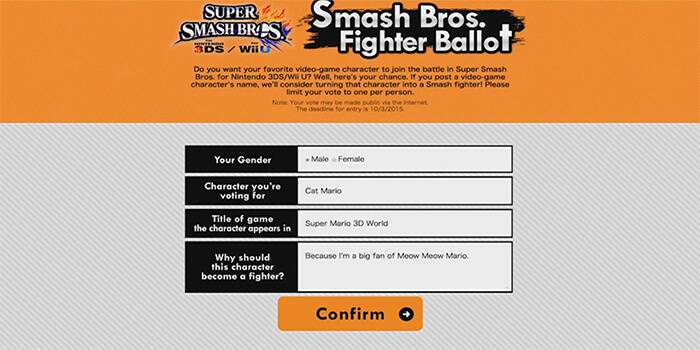 Super Smash Bros Fighter Ballot