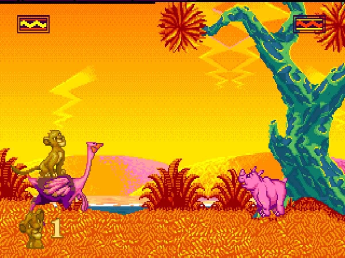 The lion king Simba on ostriches