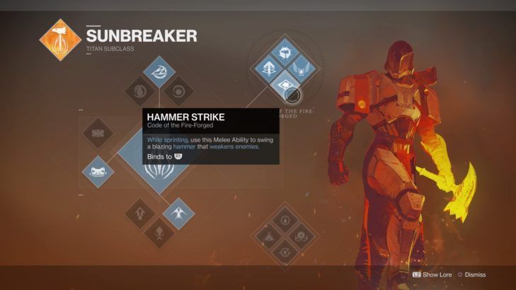 destiny 2 sunbreaker titan skill tree hammer strike