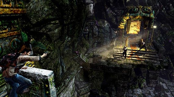 Uncharted Golden Abyss Hanging And Shooting