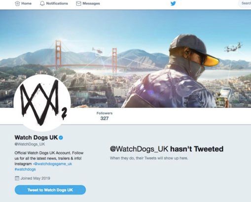 Watch Dogs 3 UK Twitter account