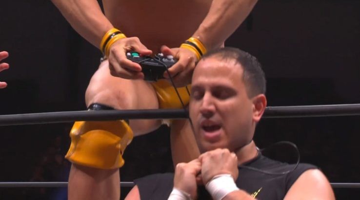 ceo fighting game tournament boss strangled with gamecube controller in wrestling match