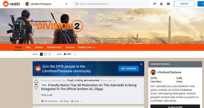 anthem subreddit becomes the division 2 april fools