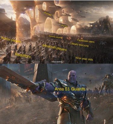 area 51 avengers endgame meme