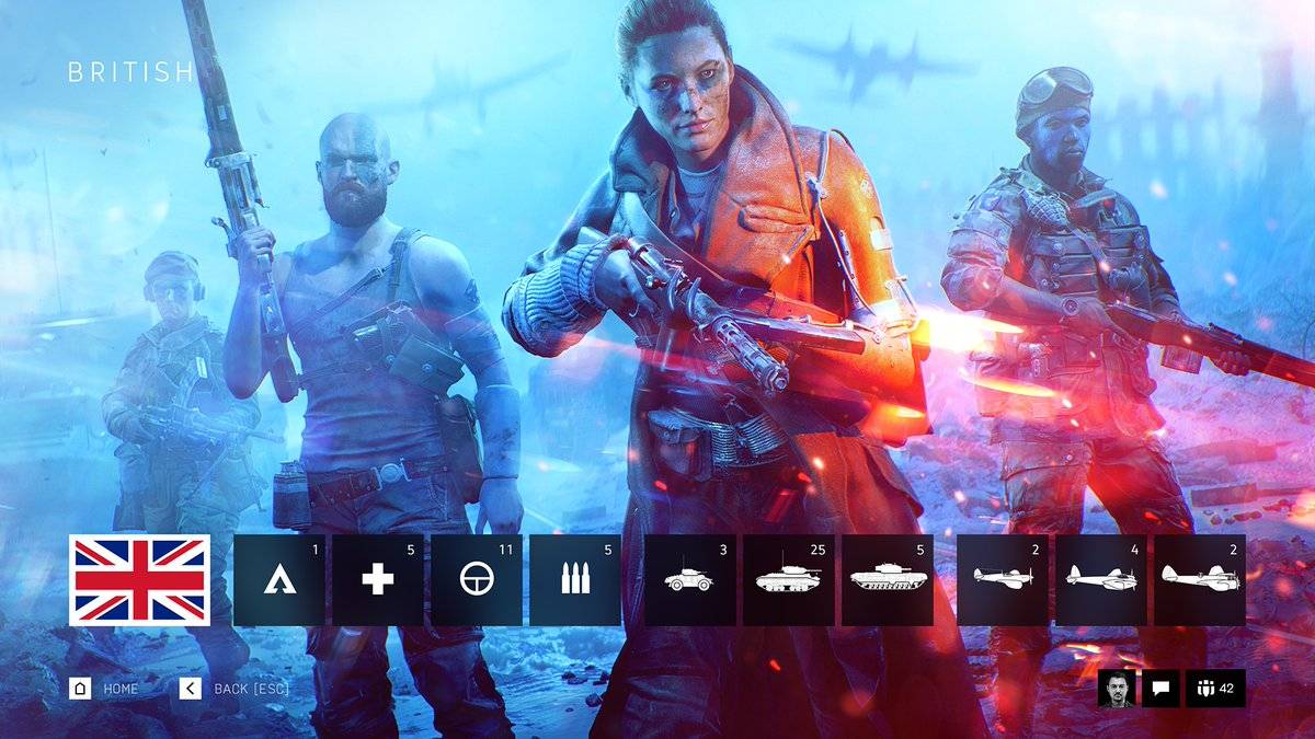 battlefield v menu