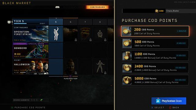 black ops 4 cost cod points