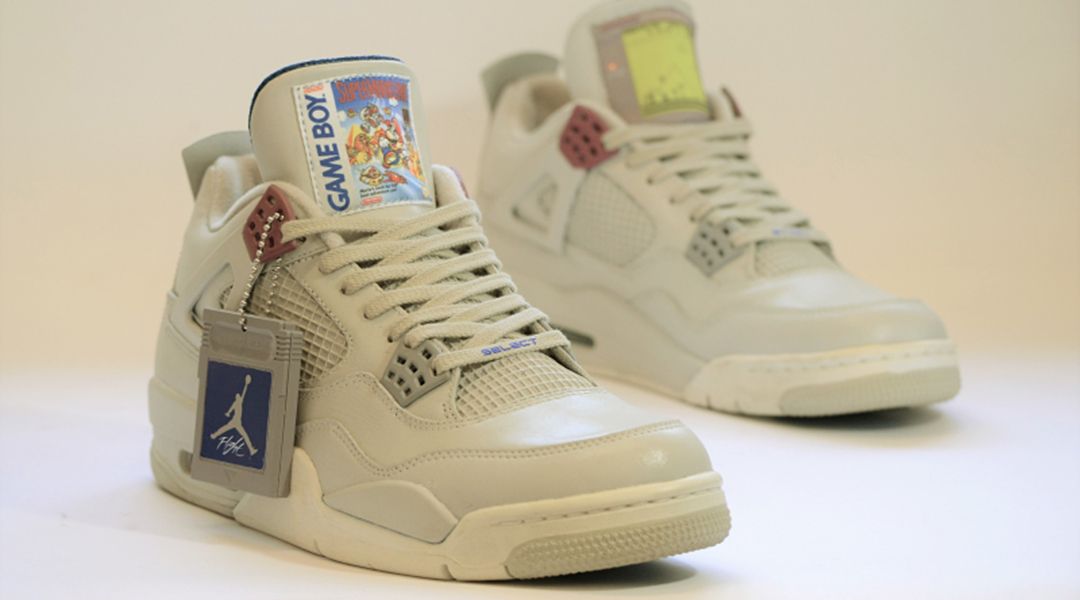 game boy themed air jordans with tag
