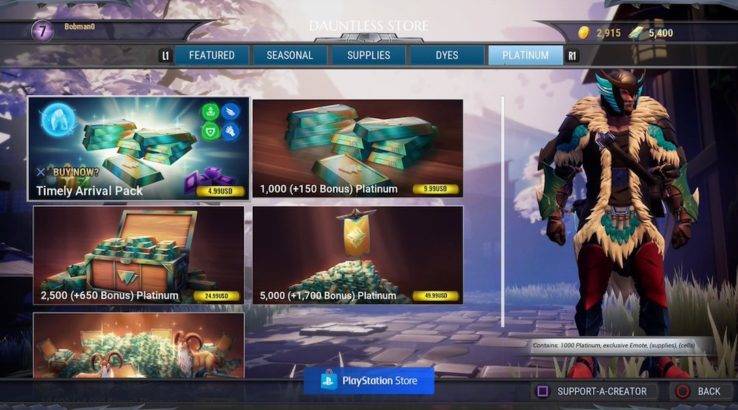 dauntless store platinum