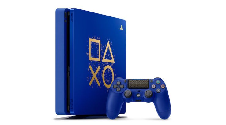 blue playstation 4 console