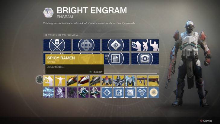 destiny 2 bright engram spicy ramen