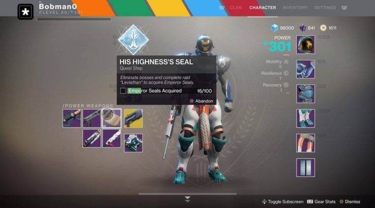 destiny 2 emperor seal quest