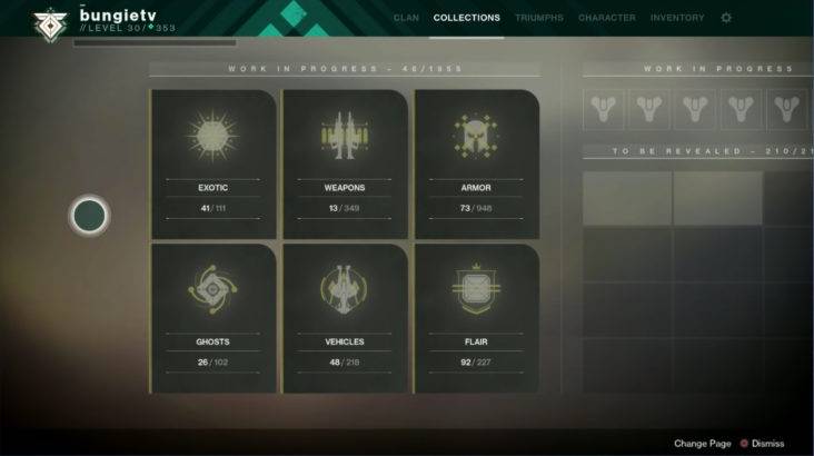 destiny 2 forsaken collections tab