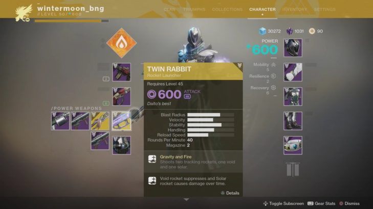 twin rabbit exotic rocket launcher