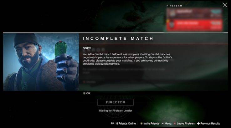 destiny 2 gambit warning