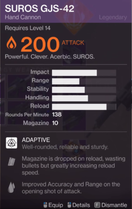 destiny 2 suros handcannon tool tip