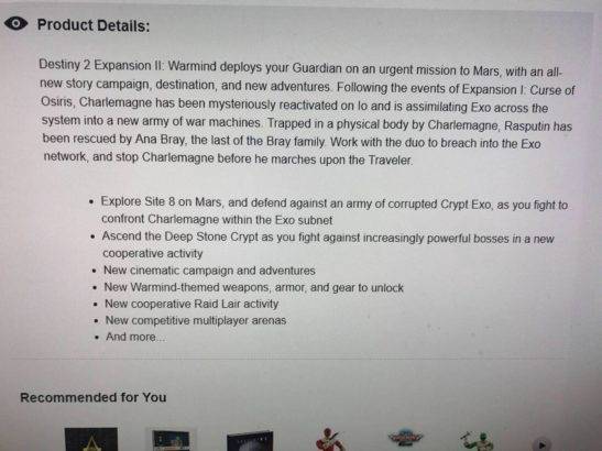 gamestop warmind description