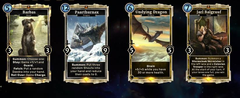 elder scrolls legends skyrim legendary cards