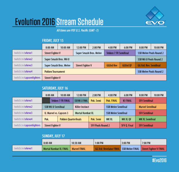 EVO 2016 is Live - Schedule