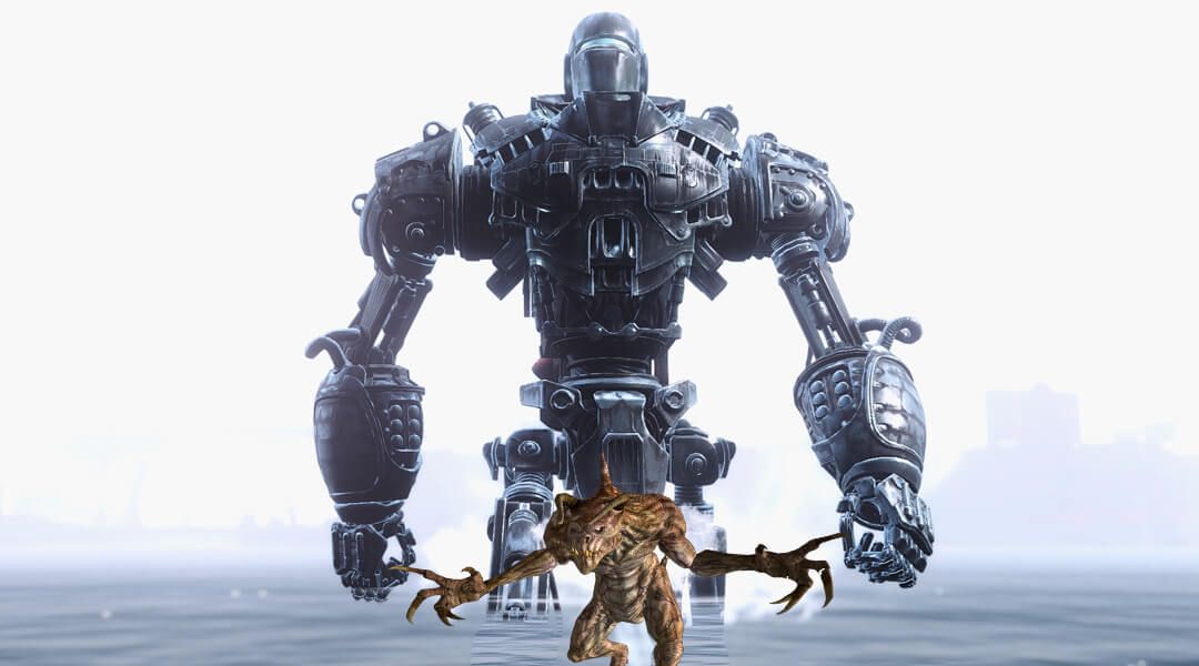Fallout 4 Deathclaws Fight Liberty Prime