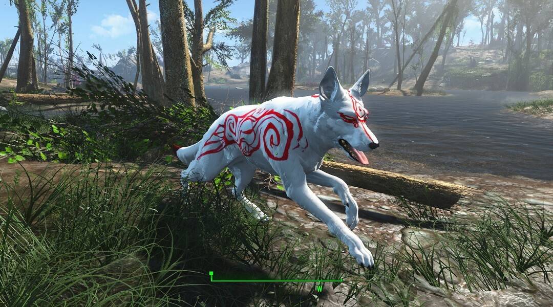 Fallout 4 Mod Gives Dogmeat an Okami Skin - Dogmeat Amaterasu