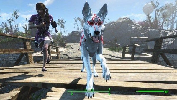 Fallout 4 Mod Gives Dogmeat an Okami Skin - Amaterasu Dogmeat with Vault Dweller