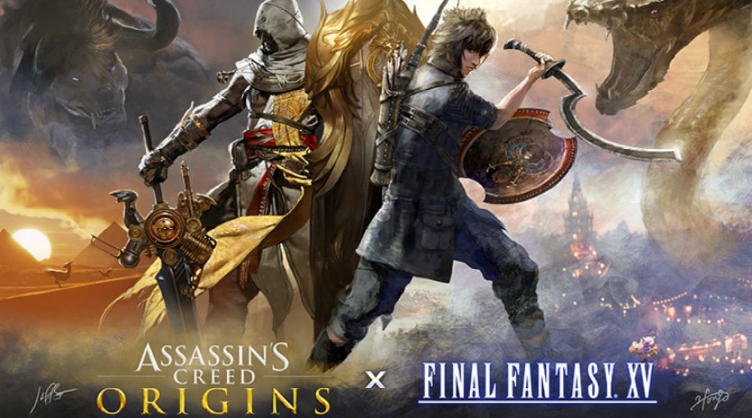 final fantasy 15 assassins creed origins crossover art