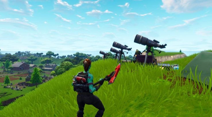 Telescopes set up to view comets in Fortnite