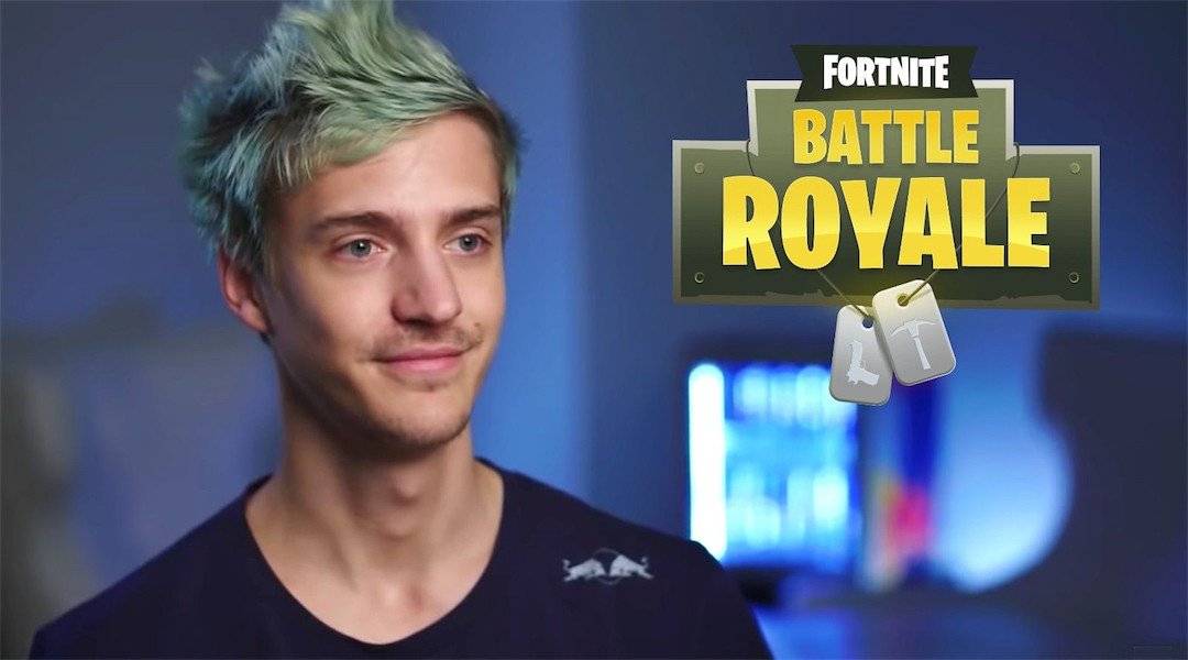 Fortnite logo and twitch streamer Ninja