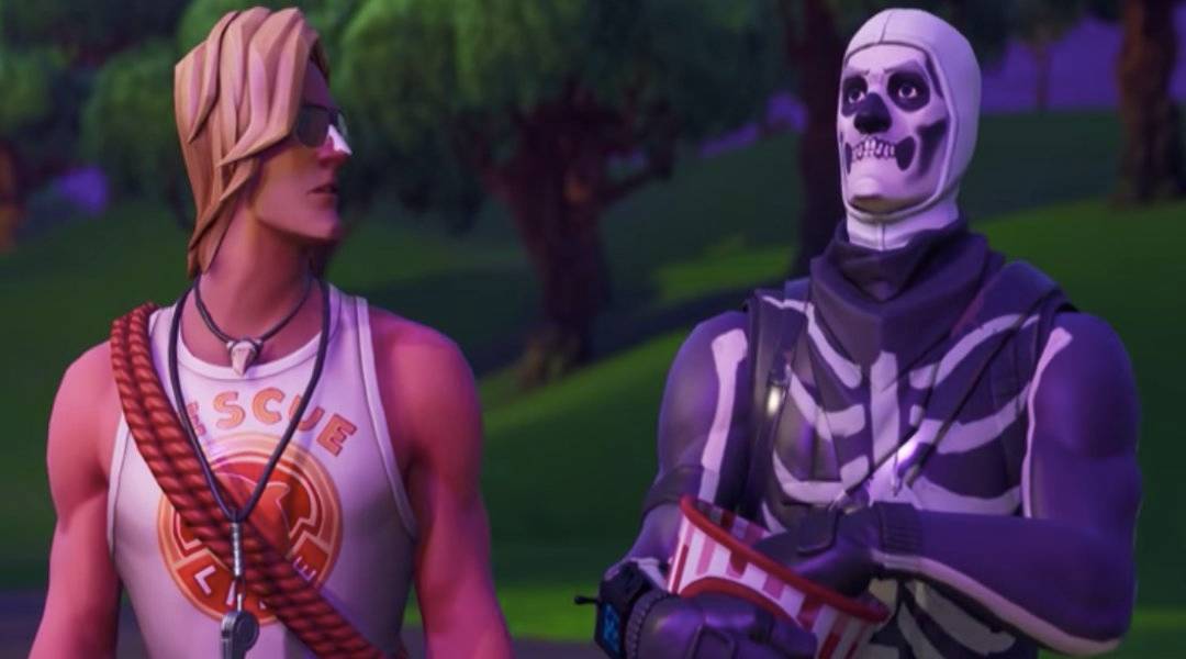 fortnite skull trooper watching floating island