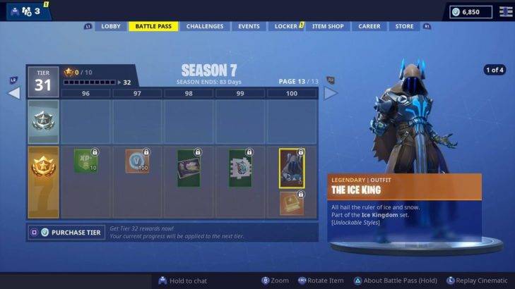 fortnite ice king tier 100