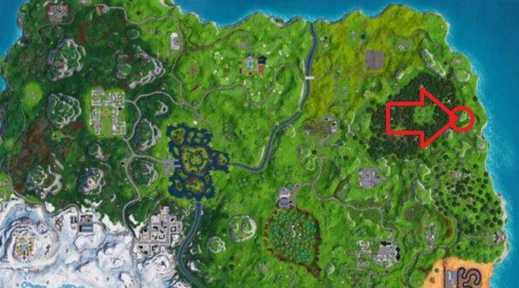 fortnite search between mysterious hatch giant rock lady and precarious flatbed