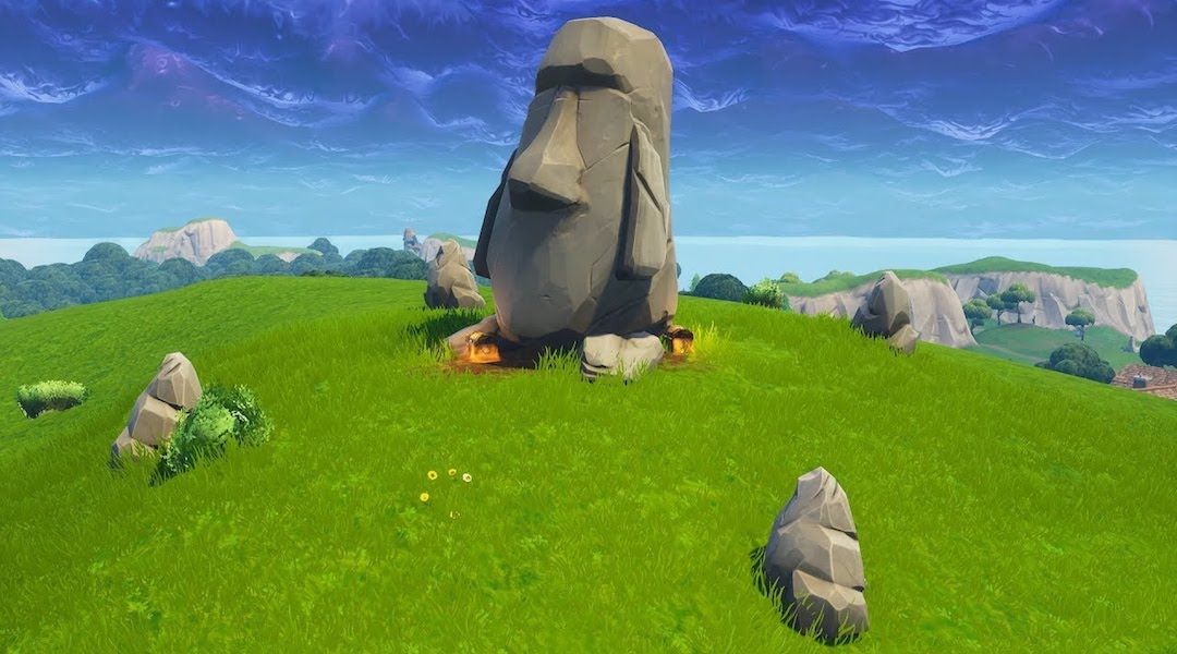 fortnite search where the stone heads are looking challenge