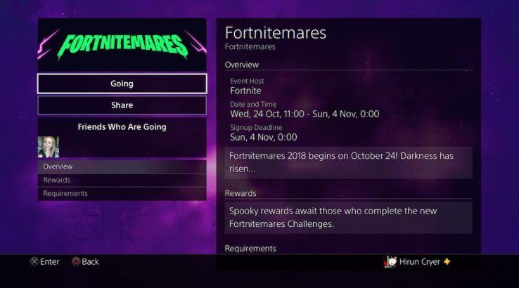 fortnitemares ps4 event